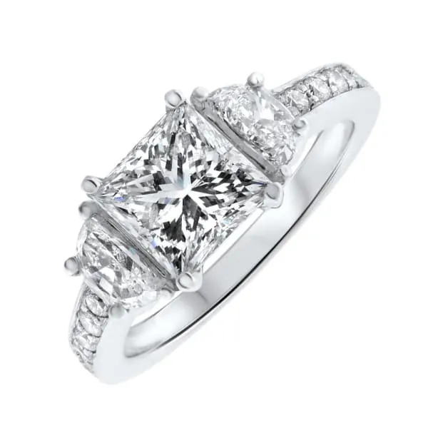 Diamond Source NYC Rings Platinum Engagement Ring With Center Diamond 208ct F SI1 Princess Cut DS4567500