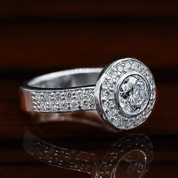 Diamond Source NYC Rings Stunning Halo Engagement Ring With Center 135ct Round Diamond RN173500