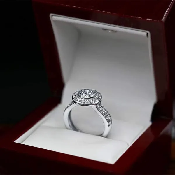 Diamond Source NYC Rings Stunning Halo Engagement Ring With Center 135ct Round Diamond RN173500