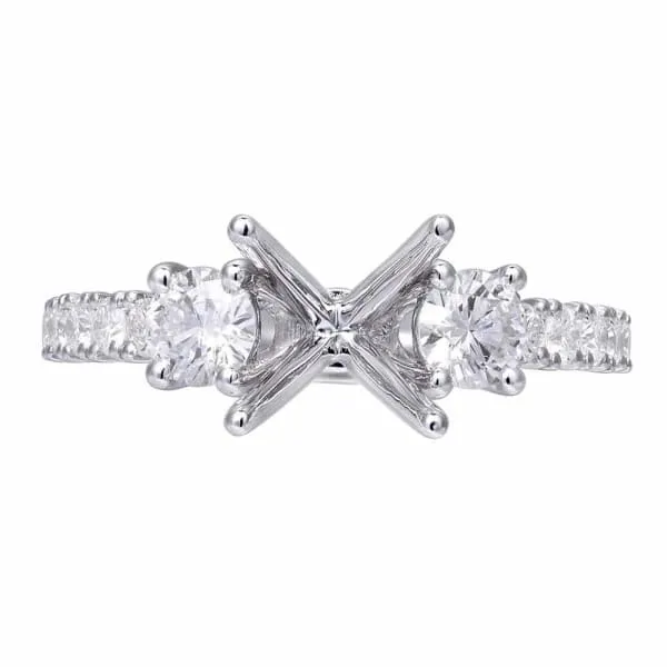Diamond Source NYC Rings Threestones setting 18K white gold ring is accentuated with dazzling 130ctw white round diamonds Diamond Source NYC Rings Threestones setting 18K white gold ring is accentuated with dazzling 130ctw white round diamonds