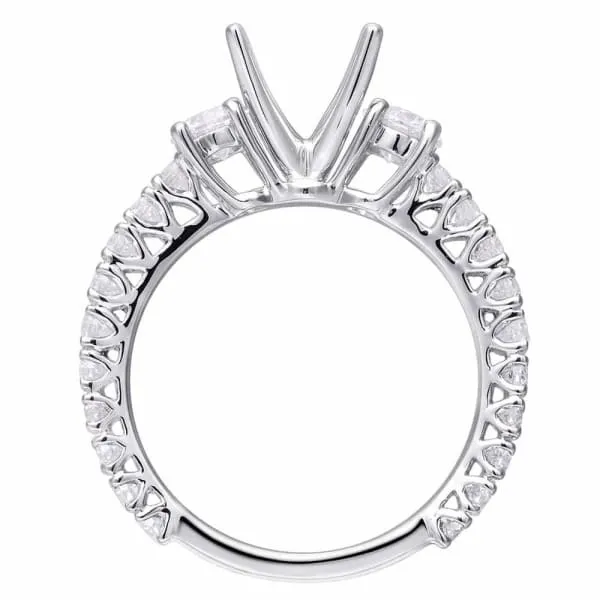 Diamond Source NYC Rings Threestones setting 18K white gold ring is accentuated with dazzling 130ctw white round diamonds Diamond Source NYC Rings Threestones setting 18K white gold ring is accentuated with dazzling 130ctw white round diamonds