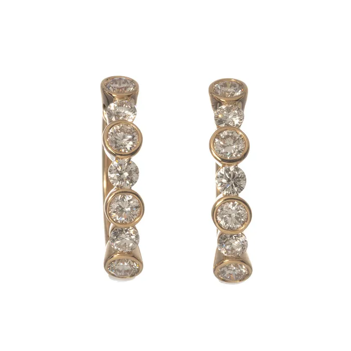 Earrings Croghans 120ctw Diamond Bezel 14K Yellow Gold Hoop Earrings