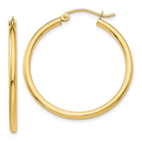 Earrings Croghans 14K Yellow Gold 2x30mm Lightweight Hoop Earrings
