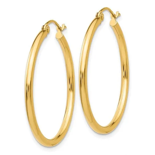 Earrings Croghans 14K Yellow Gold 2x30mm Lightweight Hoop Earrings