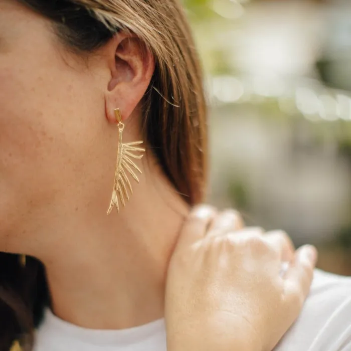 Earrings Goldbug Collection Goldbug Palmetto Frond Drop Earrings