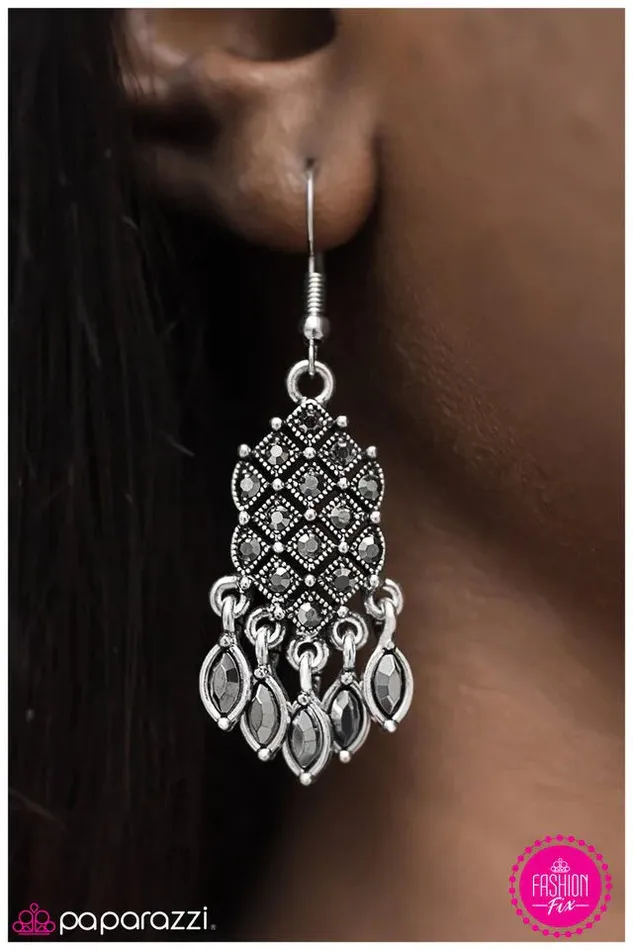 Earrings Paparazzi Earring DECO The Halls Silver Paparazzi Jewelry