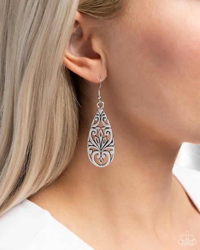 Earrings Paparazzi Earring Eastern Elements Silver Paparazzi Jewelry