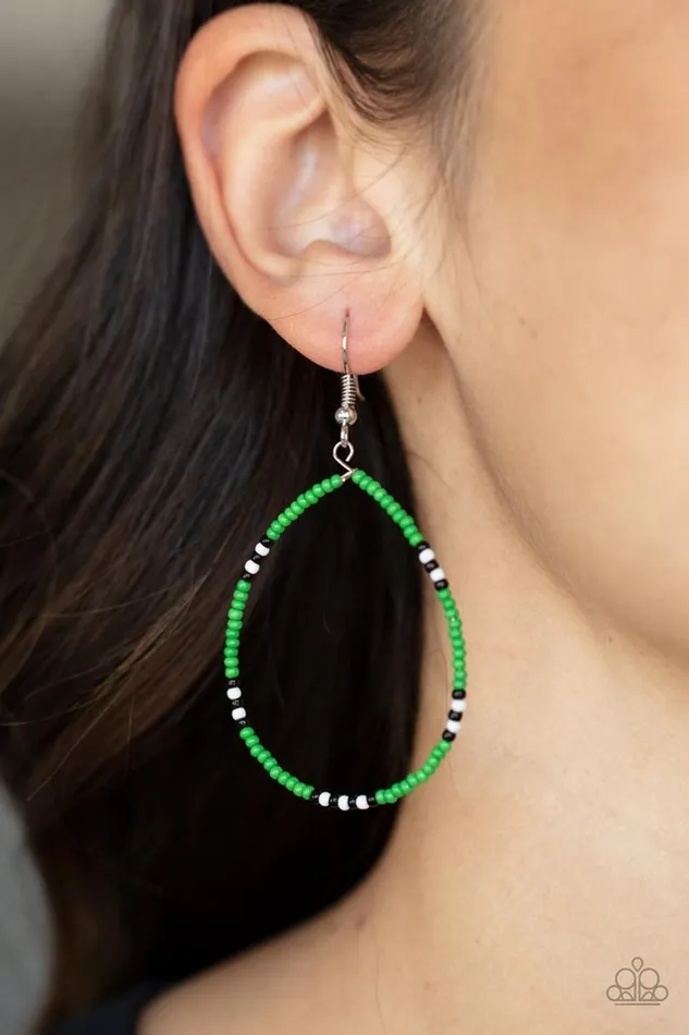 Earrings Paparazzi Earring Keep Up The Good BEADWORK Green Paparazzi Jewelry