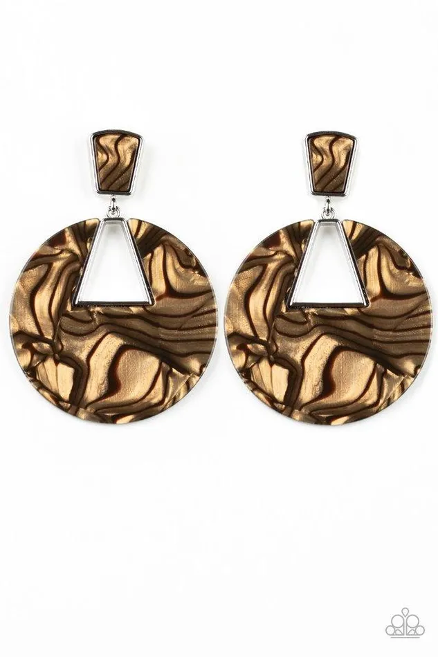 Earrings Paparazzi Earring Let HEIR Rip Brown Paparazzi Jewelry