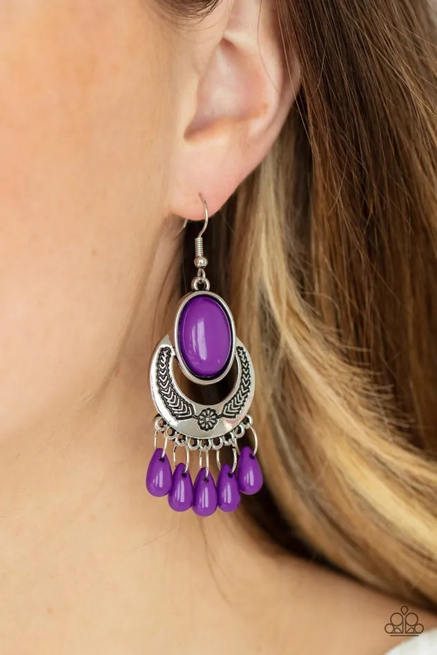 Earrings Paparazzi Earring Prairie Flirt Purple Paparazzi Jewelry