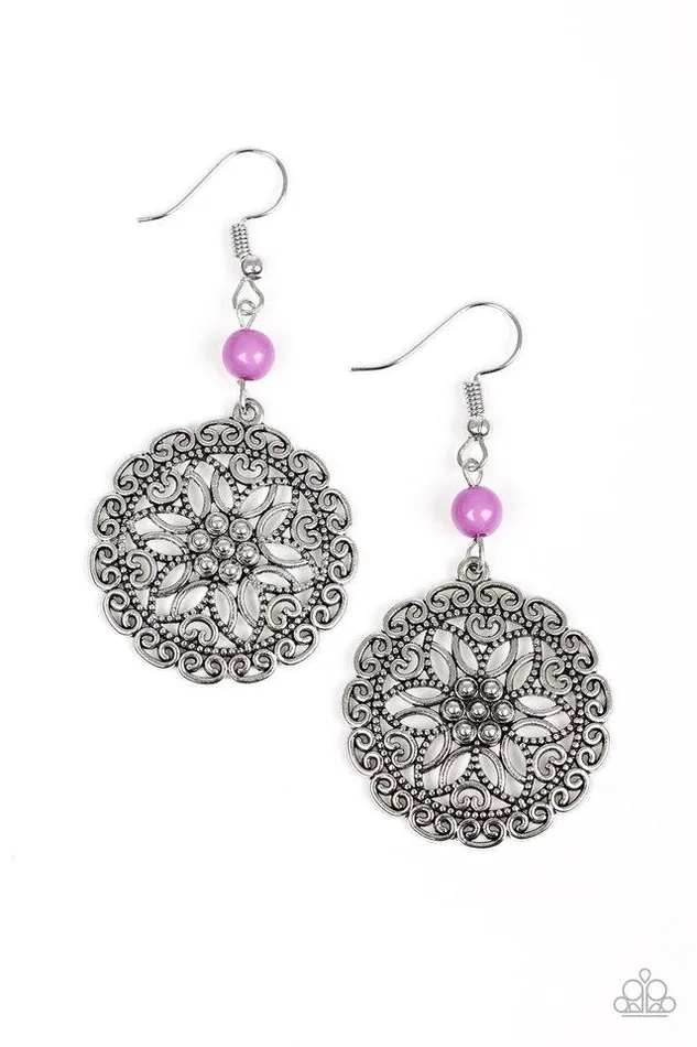 Earrings Paparazzi Jewelry Paparazzi Earring Full Floral Purple