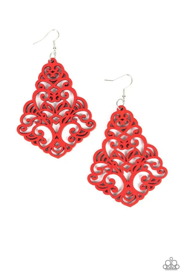 Earrings Paparazzi Jewelry Paparazzi Earring Powers of ZEN Red