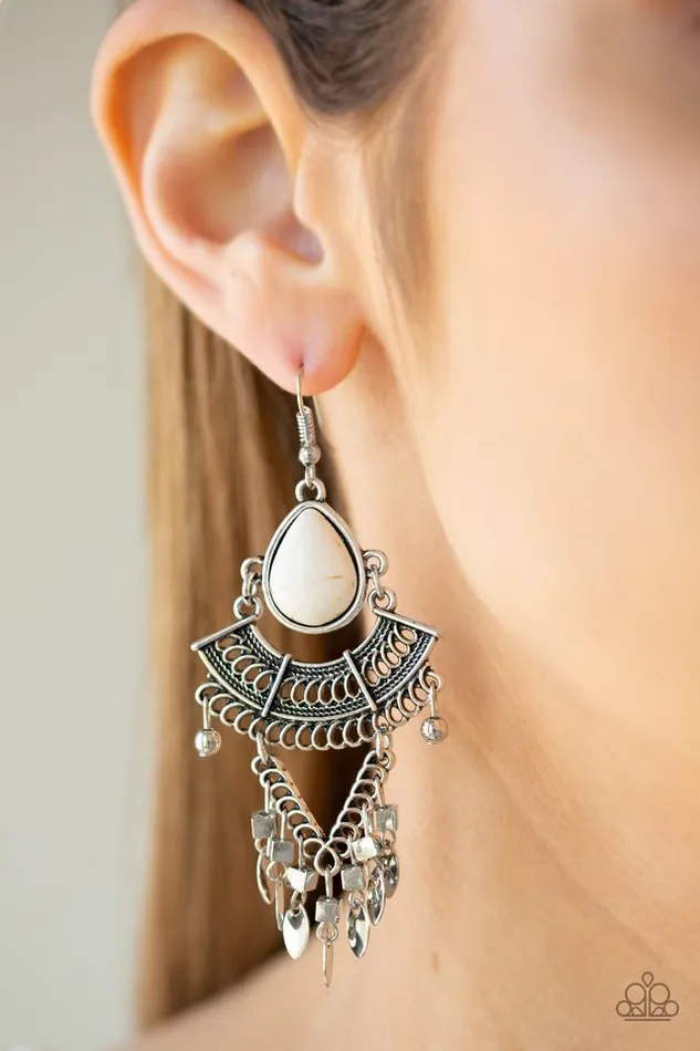 Earrings Paparazzi Jewelry Paparazzi Earring Vintage Vagabond White
