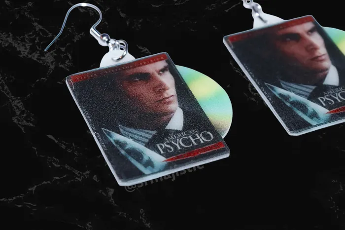 Earrings Sam Makes Things READY TO SHIP American Psycho 2000 DVD 2D detailed Handmade Earrings