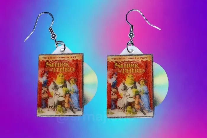 Earrings Sam Makes Things Shrek the Third 2007 DVD 2D detailed Handmade Earrings Earrings Sam Makes Things Shrek the Third 2007 DVD 2D detailed Handmade Earrings