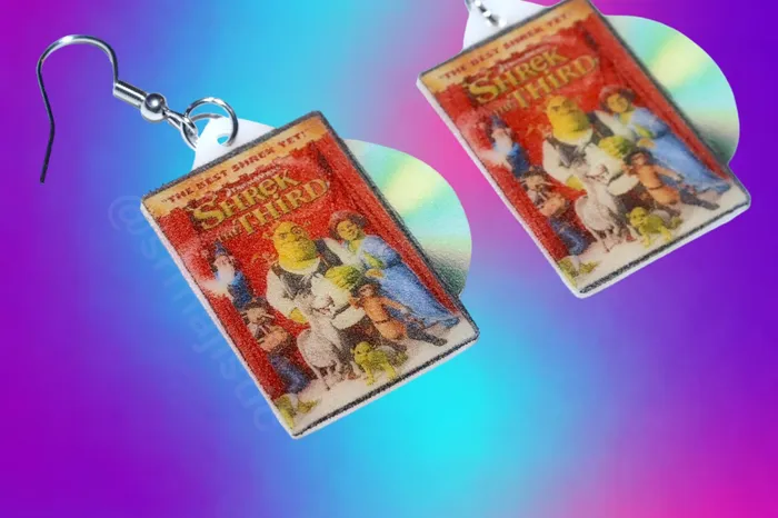 Earrings Sam Makes Things Shrek the Third 2007 DVD 2D detailed Handmade Earrings Earrings Sam Makes Things Shrek the Third 2007 DVD 2D detailed Handmade Earrings