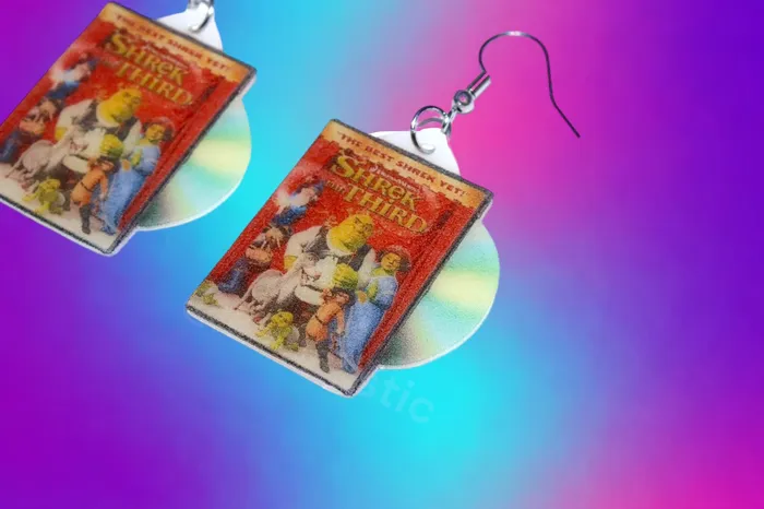 Earrings Sam Makes Things Shrek the Third 2007 DVD 2D detailed Handmade Earrings Earrings Sam Makes Things Shrek the Third 2007 DVD 2D detailed Handmade Earrings