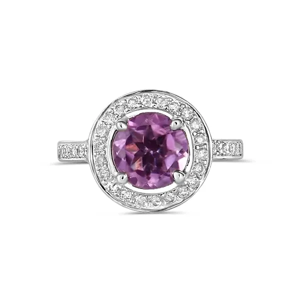 Engagement Collections 14K White Gold Amethyst and Diamond Ring Rings