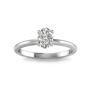 Engagement Collections 14K White Gold Solitaire Ring for Oval Cut Diamond Rings