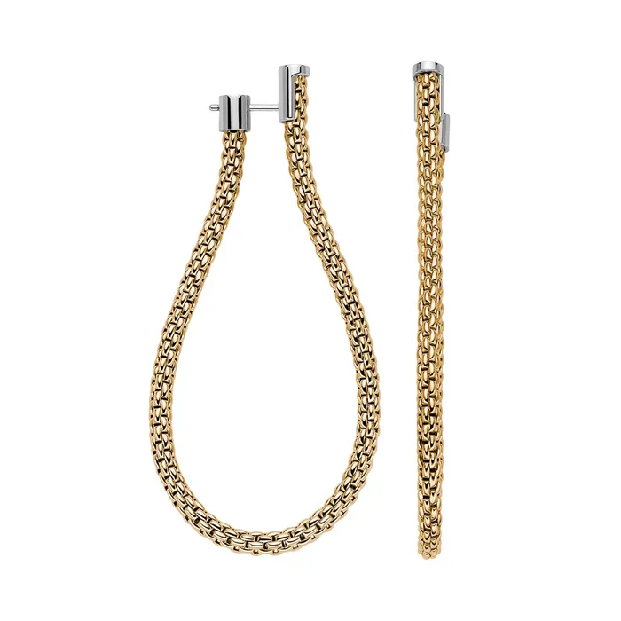 FOPE Earrings Fope 18K Yellow Gold Essentials Collection Mesh Chain Dangle Earrings FOPE Earrings Fope 18K Yellow Gold Essentials Collection Mesh Chain Dangle Earrings