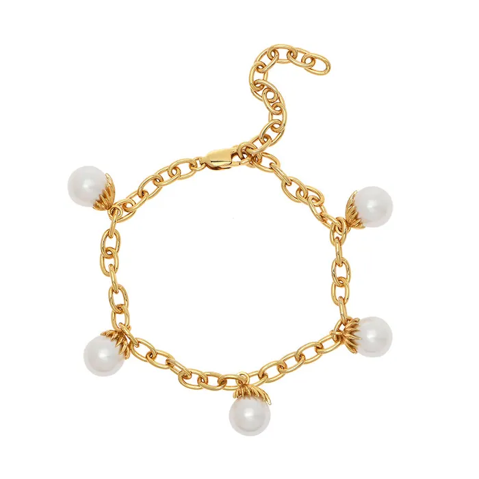 Goldbug Collection Bracelets Goldbug Palm Pearl Station Bracelet