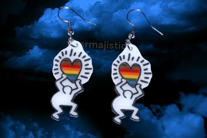 Keith Haring Inspired Gay Heart Character Earrings Sam Makes Things Earrings