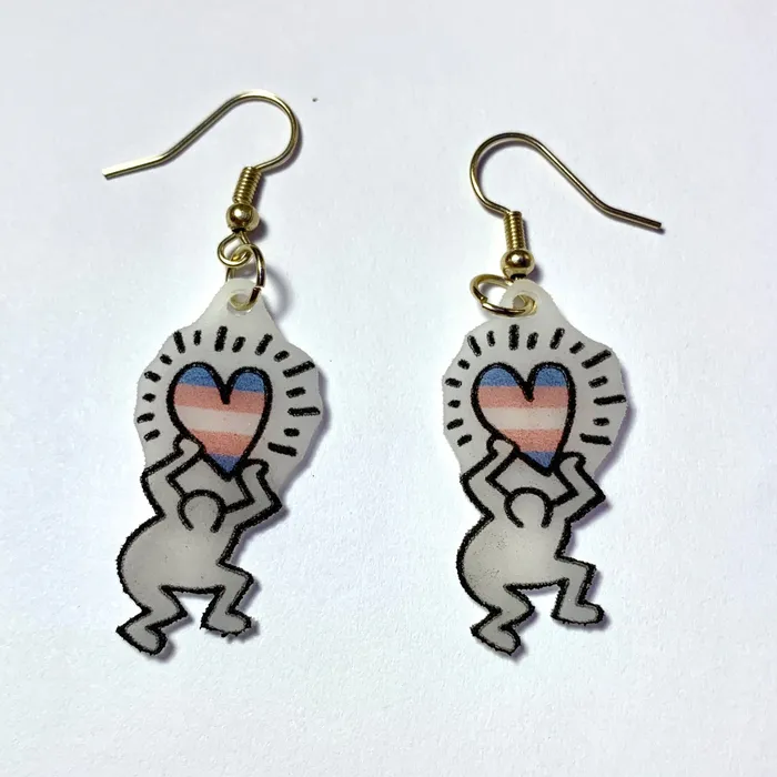 Keith Haring Inspired Gay Heart Character Earrings Sam Makes Things Earrings