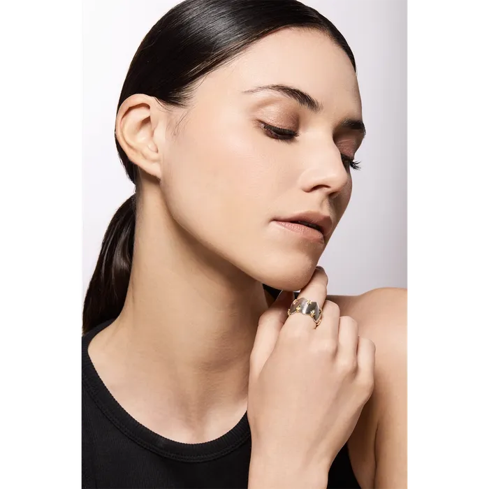 Konstantino Kyma Collection Sterling and Gold Golden Sunbeam Wide Band Ring Konstantino Rings Konstantino Kyma Collection Sterling and Gold Golden Sunbeam Wide Band Ring Konstantino Rings