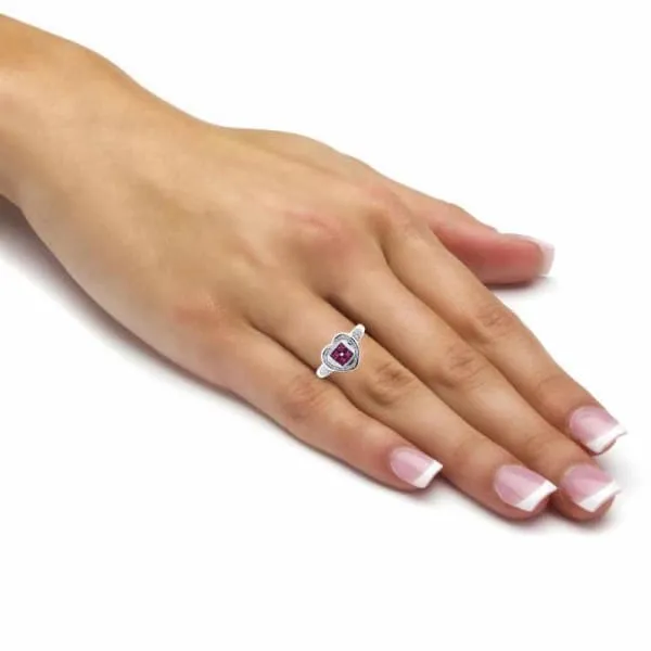 Ladies Hear shape Beautiful Ruby 14k white gold ring R1253 Diamond Source NYC Rings