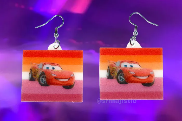 Lesbian Flag Lightning McQueen Cute Character Handmade Earrings Sam Makes Things Earrings Lesbian Flag Lightning McQueen Cute Character Handmade Earrings Sam Makes Things Earrings