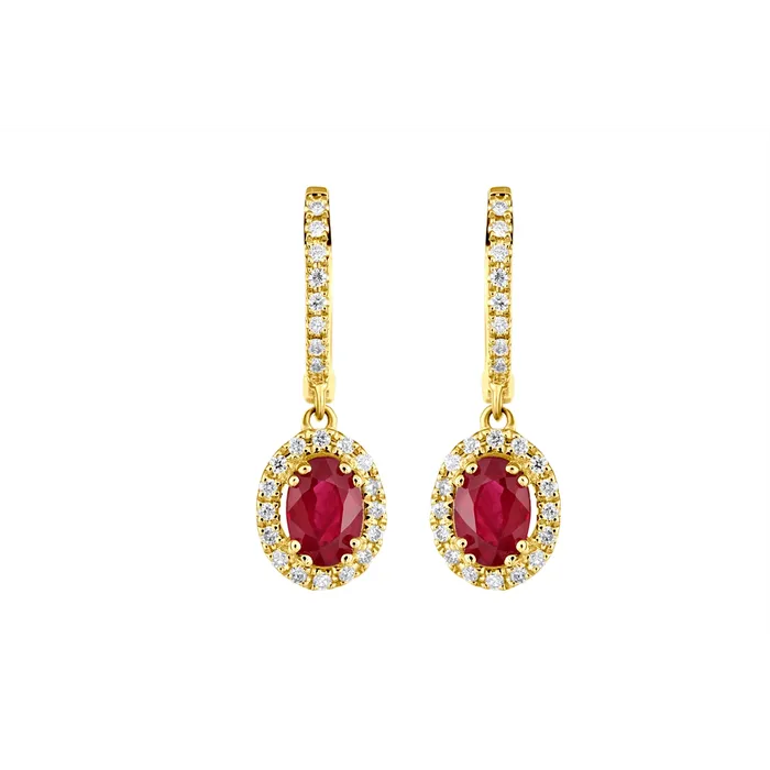 Meierotto Jewelers Earrings 14K Yellow Gold Diamond and Ruby Dangle Earrings Meierotto Jewelers Earrings 14K Yellow Gold Diamond and Ruby Dangle Earrings