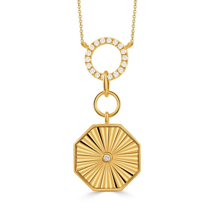 Necklaces Croghans Diamond Circle 18K Yellow Gold Octagon Pendant Necklace Necklaces Croghans Diamond Circle 18K Yellow Gold Octagon Pendant Necklace