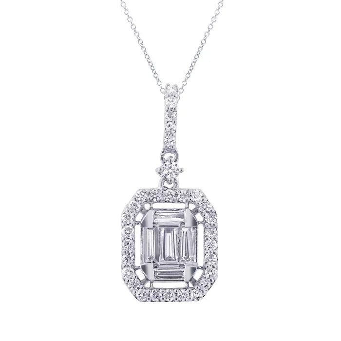 Necklaces Meierotto Jewelers 14K White Gold Diamond Cluster Necklace with Halo Necklaces Meierotto Jewelers 14K White Gold Diamond Cluster Necklace with Halo