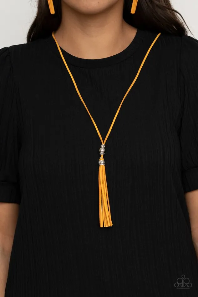 Necklaces Paparazzi Jewelry Paparazzi Necklace Hold My Tassel Yellow