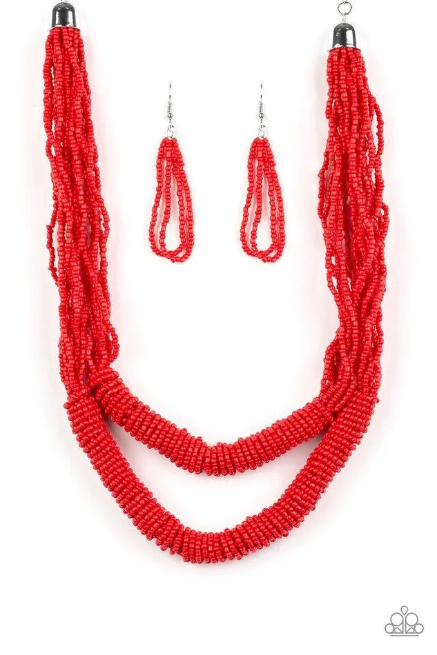 Necklaces Paparazzi Jewelry Paparazzi Necklace Right As RAINFOREST Red
