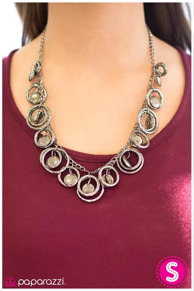 Necklaces Paparazzi Necklace Ringing Off the Hook Black Paparazzi Jewelry
