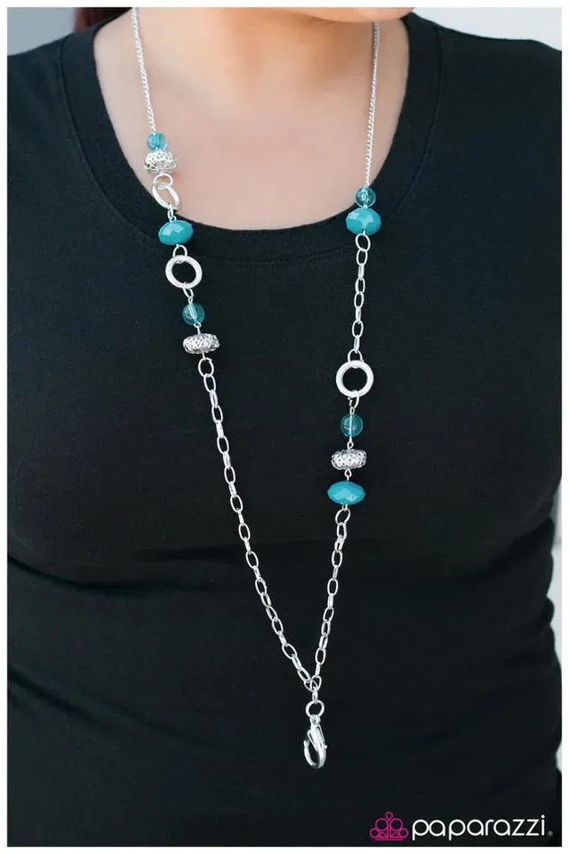 Necklaces Paparazzi Necklace Workin Late Blue Paparazzi Jewelry