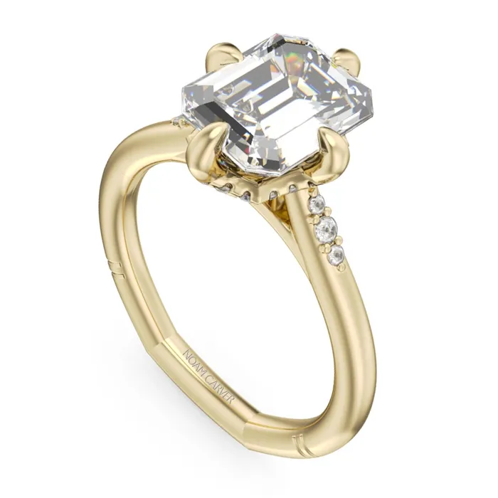 Noam Carver Rings 14K Yellow Gold Diamond Semimount Ring Emerald Diamond Head Noam Carver Rings 14K Yellow Gold Diamond Semimount Ring Emerald Diamond Head