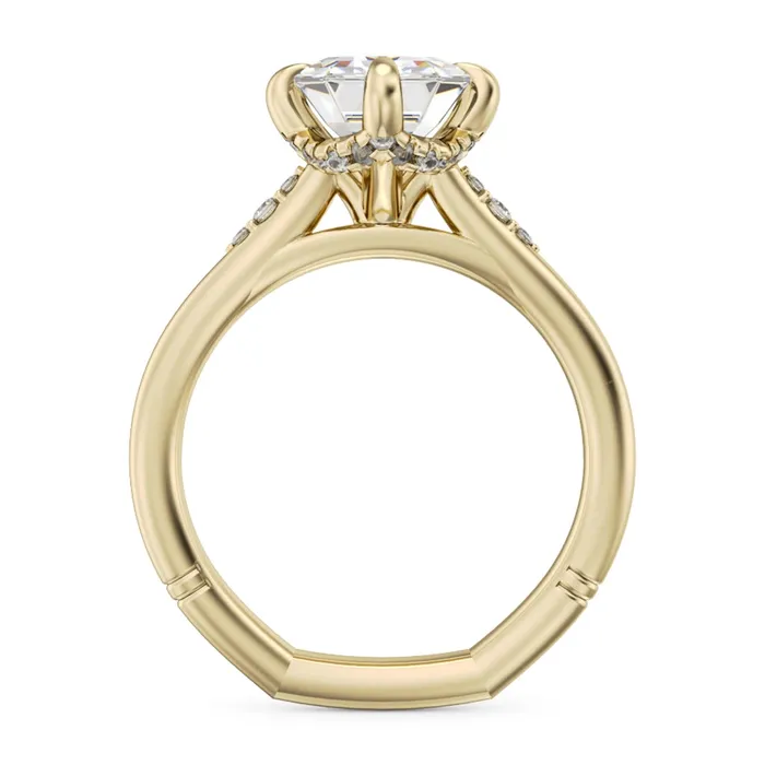 Noam Carver Rings 14K Yellow Gold Diamond Semimount Ring Emerald Diamond Head Noam Carver Rings 14K Yellow Gold Diamond Semimount Ring Emerald Diamond Head