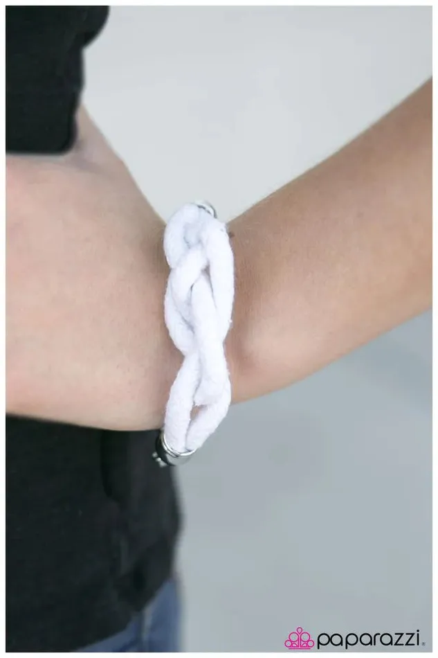 Paparazzi Bracelet KNOTtical Style White Paparazzi Jewelry Bracelets