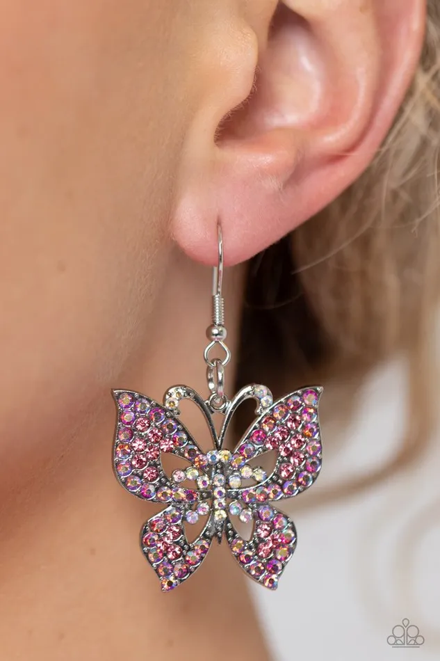 Paparazzi Earring Bejeweled Breeze Pink Paparazzi Jewelry Earrings