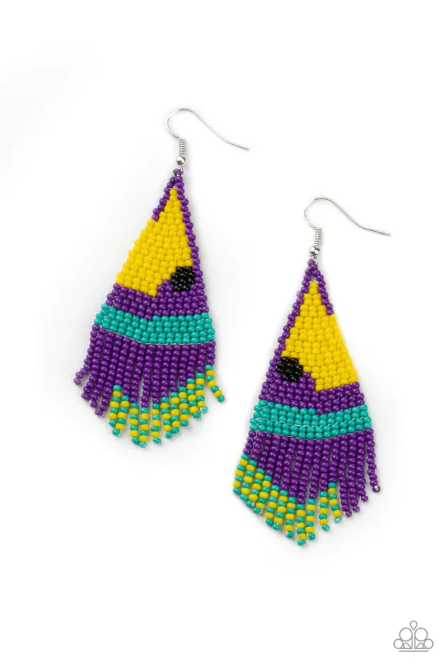 Paparazzi Earring Brightly Beaded Purple Paparazzi Jewelry Earrings