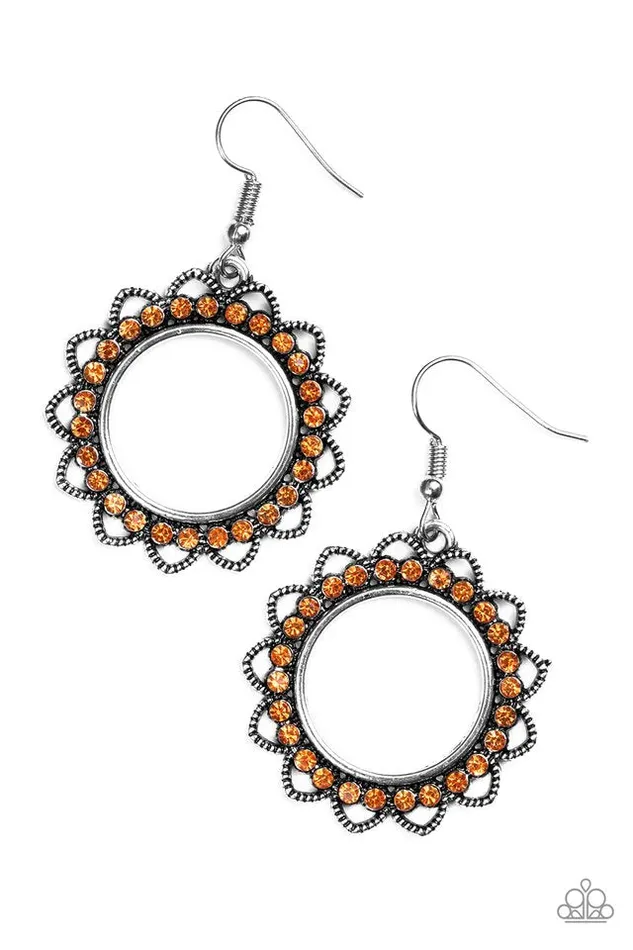 Paparazzi Earring Bring Your Tambourine Orange Paparazzi Jewelry Earrings