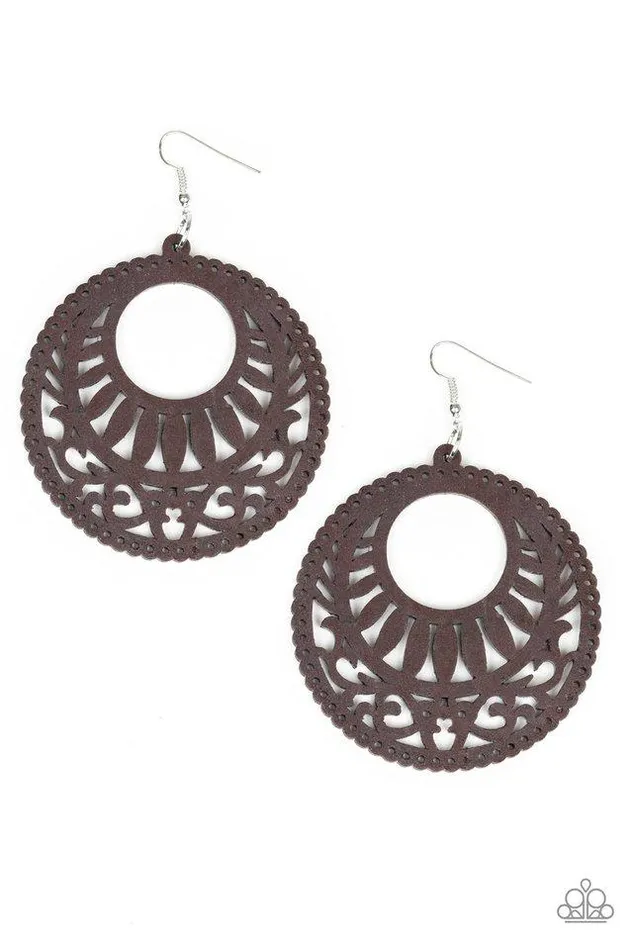 Paparazzi Earring Coachella Cabana Brown Paparazzi Jewelry Earrings