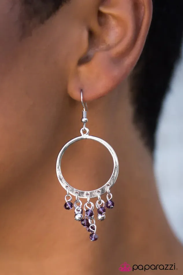 Paparazzi Earring Crystal Chandeliers Purple Paparazzi Jewelry Earrings