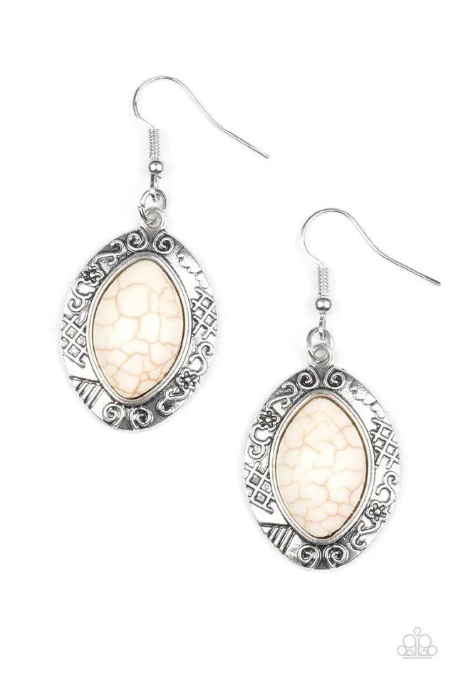 Paparazzi Earring Desert Harvest White Paparazzi Jewelry Earrings