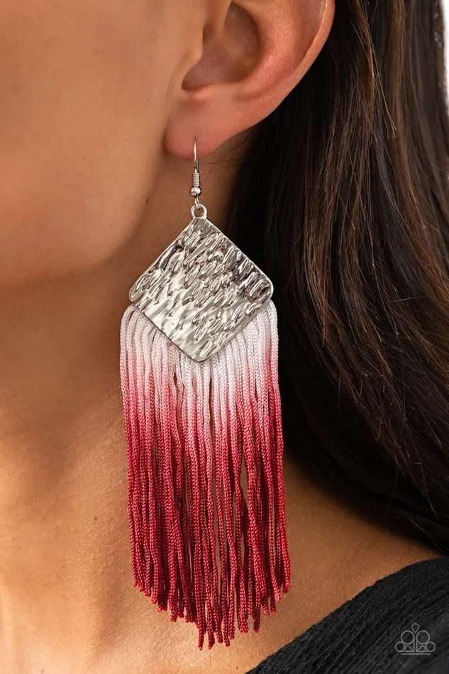 Paparazzi Earring DIP The Scales Red Paparazzi Jewelry Earrings