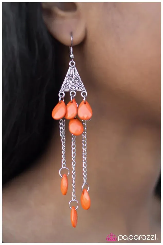 Paparazzi Earring Egyptian Pyramids Orange Paparazzi Jewelry Earrings