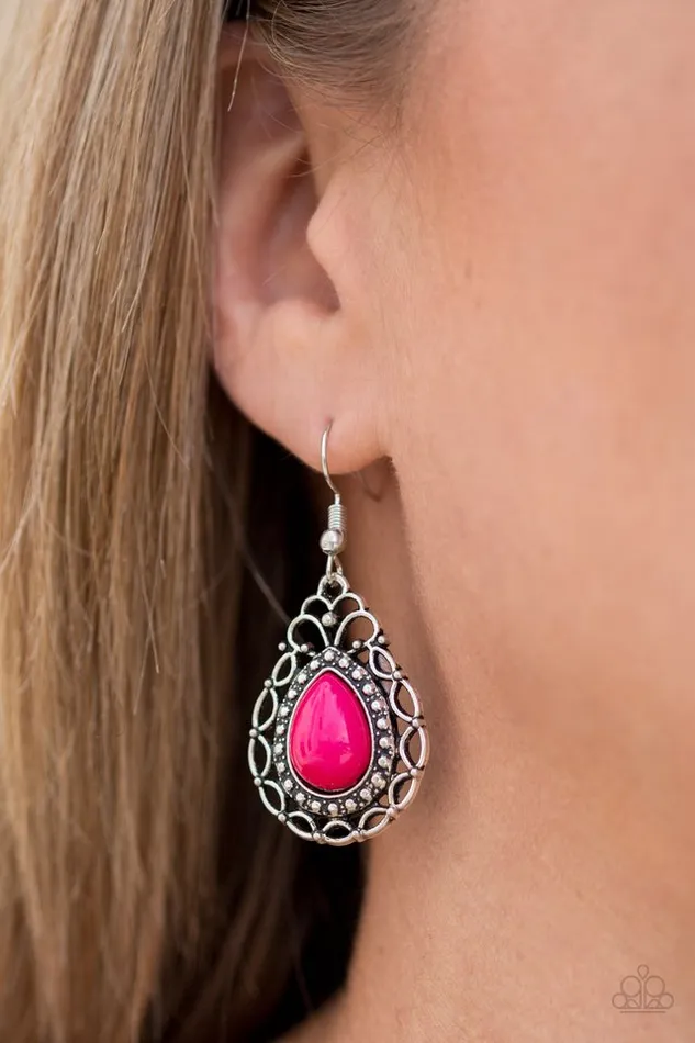 Paparazzi Earring Flirty Finesse Pink Paparazzi Jewelry Earrings