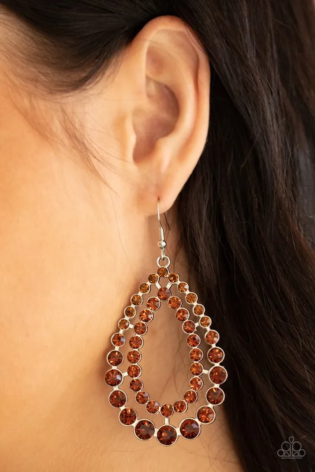 Paparazzi Earring Glacial Glaze Brown Paparazzi Jewelry Earrings
